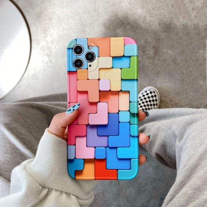 Motif de blocs de construction colorés Coque souple iPhone