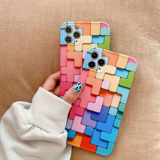 Colorful Building Blocks Pattern Soft iPhone Case