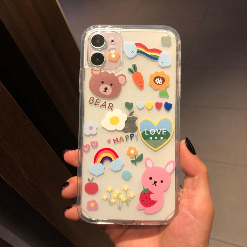 Cute Bear Clear Shockproof Soft TPU iPhone Case