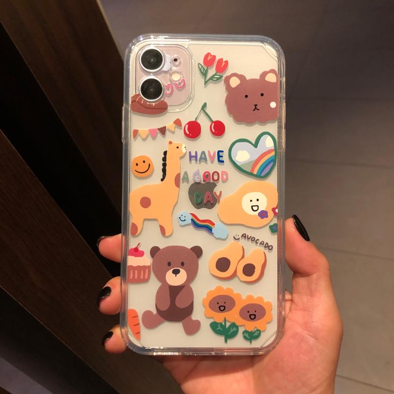 Cute Bear Clear Shockproof Soft TPU iPhone Case