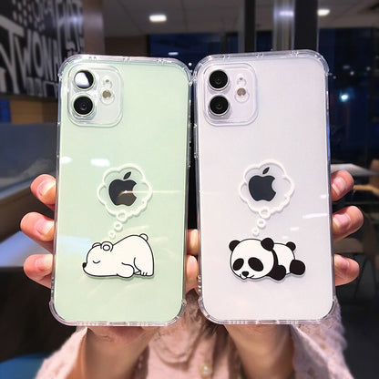 Cute Bear Panda Animal Pattern Shockproof Clear iPhone Case