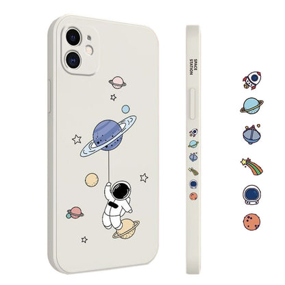 Creative Side Cartoon Astronaut Silicone Soft iPhone Case