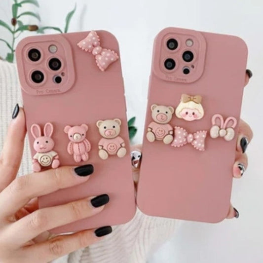 3D Cute Petty Girl Bear Soft iPhone Case
