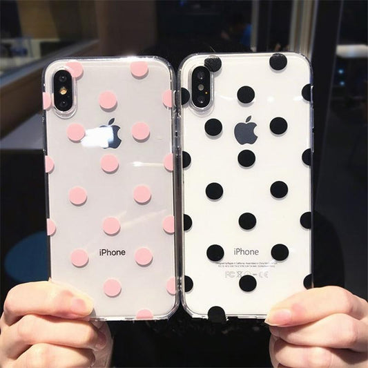 Cute Polka Dots clear TPU iPhone Case