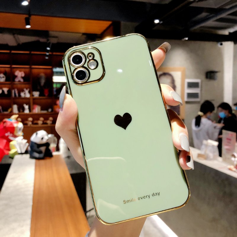 Electroplated Love Heart TPU Soft iPhone Case Cover