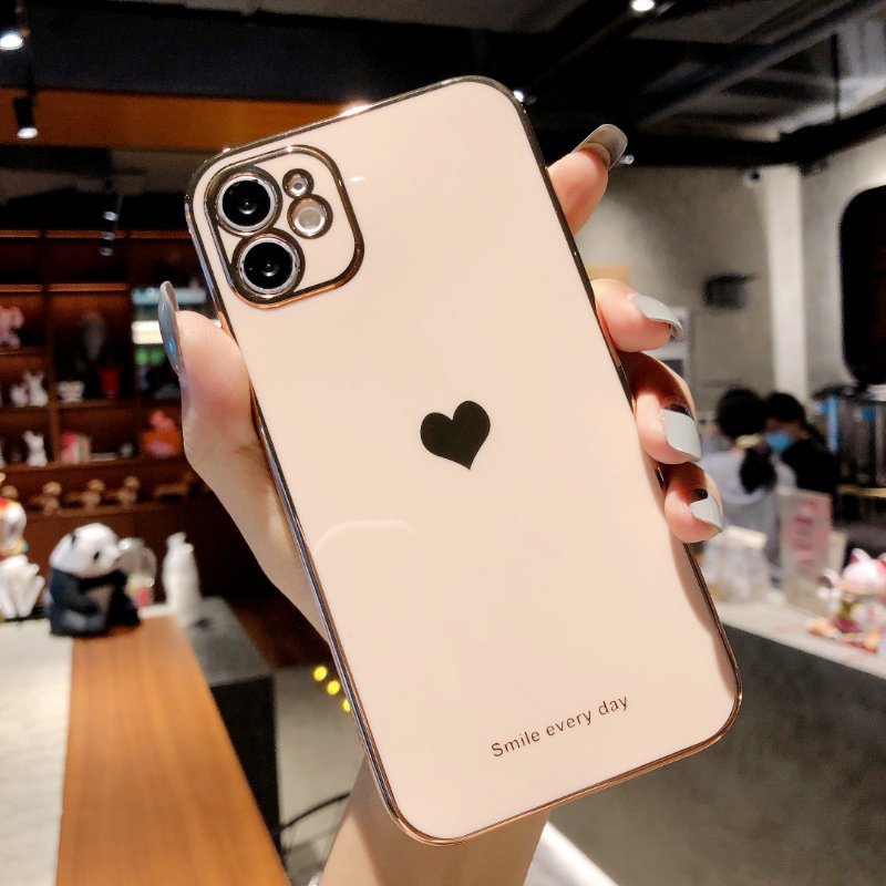 Electroplated Love Heart TPU Soft iPhone Case Cover
