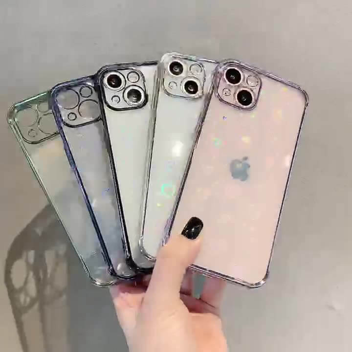 Electroplating Edge Creative Heart Transparent Clear iPhone Case Cover