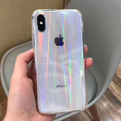 Coque et skin iPhone transparente au laser arc-en-ciel dégradé
