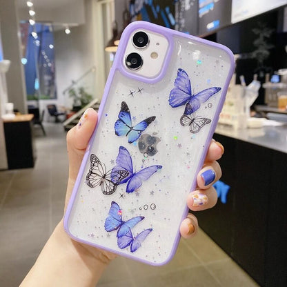 Vinilo o funda para iPhone anticaída suave con mariposa láser brillante
