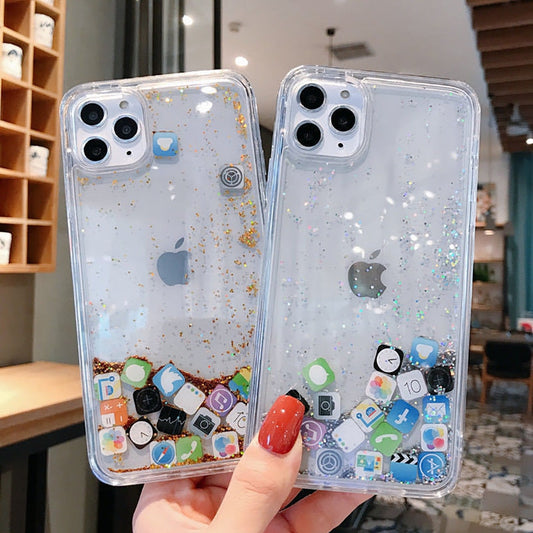 Dynamic Liquid Glitter Quicksand App iCon iPhone Case