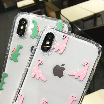 Transparent Lovely Cartoon Dinosaur iPhone Case