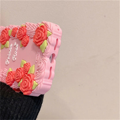 Silicone mignon de fleur de rose 3D compatible avec le cas d'iPhone