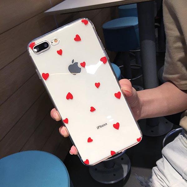 Cute Love Heart Ultra Thin Soft TPU Funda transparente para iPhone