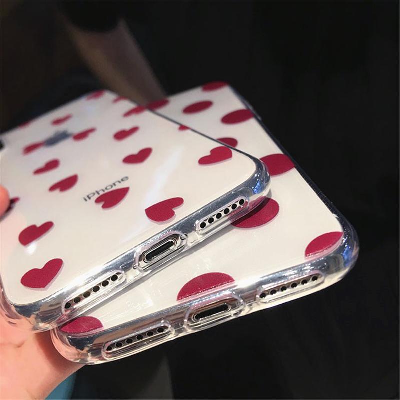 Cute Red Polaka Dot Love Heart Soft TPU iPhone Case