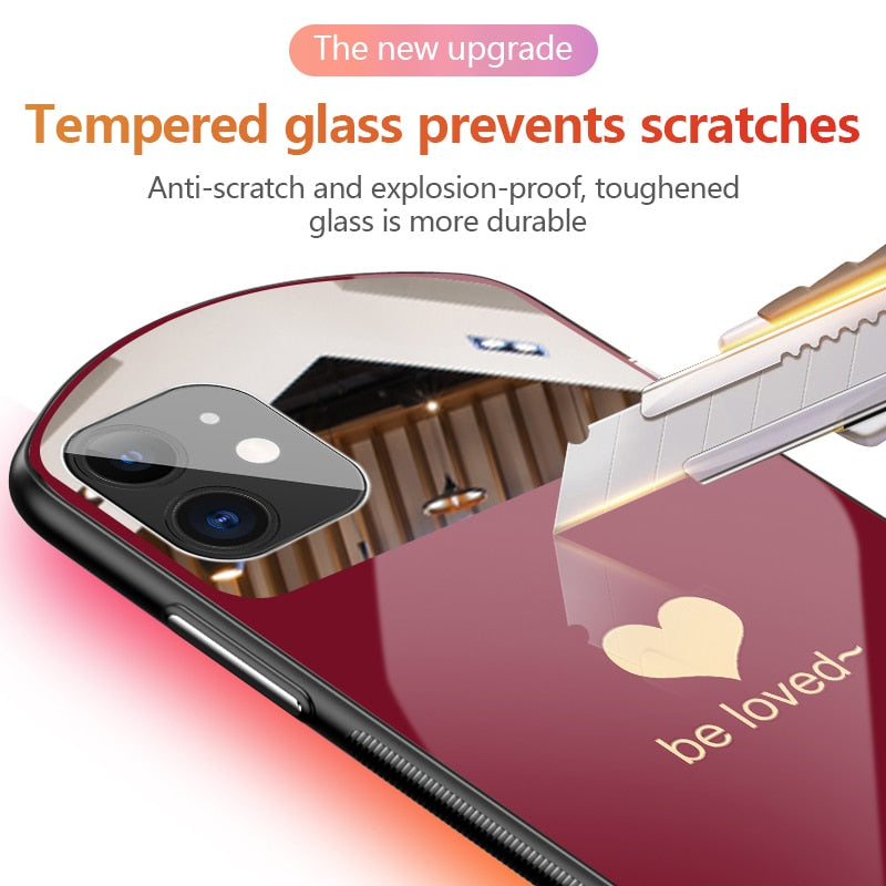 Luxury Mirror Oval Smile Tempered Glass iPhone Case