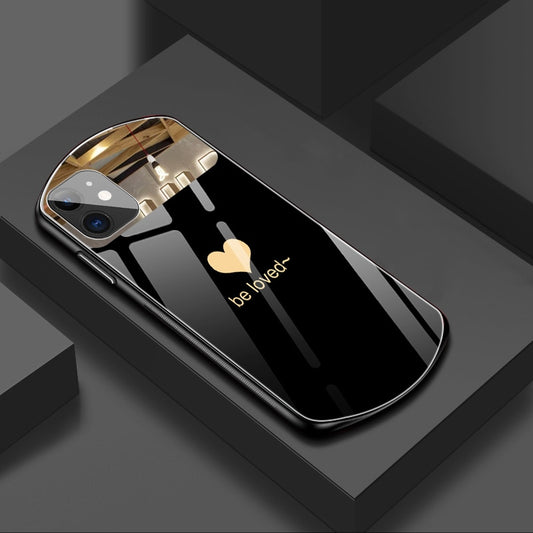 Vinilo o funda para iPhone Cristal de corazón ovalado de espejo de maquillaje de lujo 