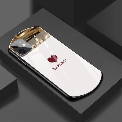 Luxury Makeup Mirror Oval Heart Glass iPhone Case