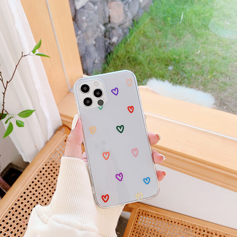 Cute Love Heart Transparent Soft TPU iPhone Case