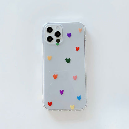 Coque d'iPhone en TPU souple transparente avec coeur d'amour mignon