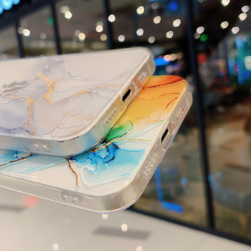 Vinilo o funda para iPhone Patrón de mármol colorido suavemente