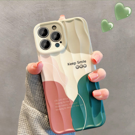 Smile Face Wave Frame Silicone Shockproof Compatible with iPhone Case