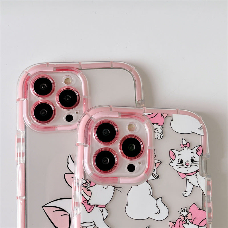 Cartoon Cute Pink Cat Clear iPhone Case Kawaii