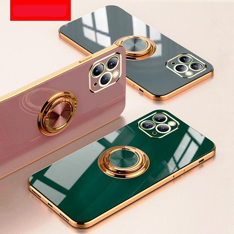 Luxury Plating Gold Ring Holder Magnet Car Bracket Anti-Fall iPhone Case