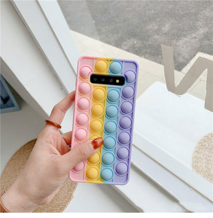 Funda sensorial Push Pop Bubble para Samsung S21 S20, funda para autismo con alivio de ansiedad, funda para teléfono de juguete antiestrés 