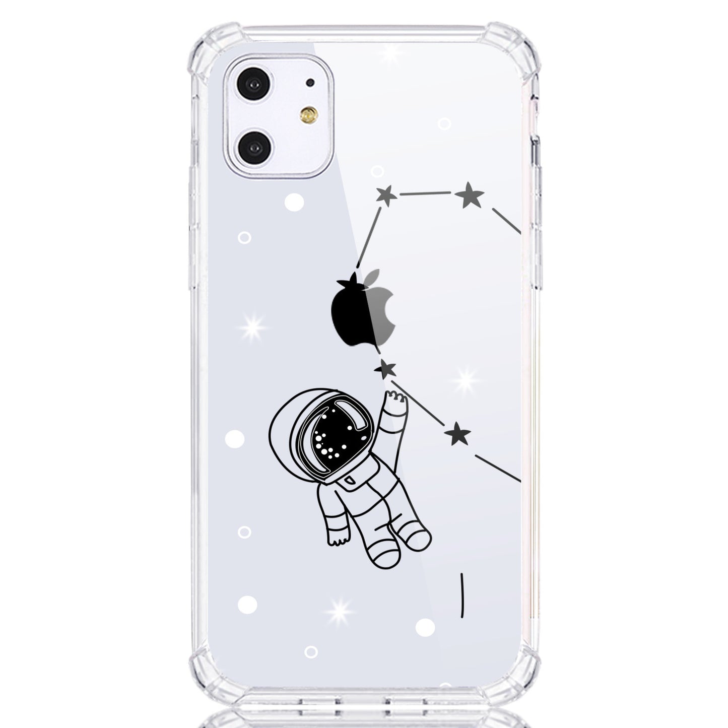 Cartoon Astronaut Connect With Heart Illustration Couple iPhone Case