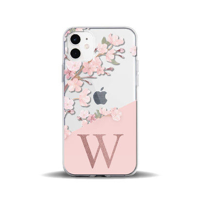 Custom Cherry Blossom Flower STUVWX Alphabet Soft TPU iPhone Case