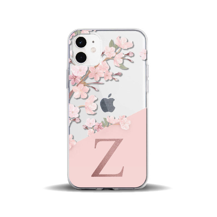 Coque d'iPhone en TPU souple de l'alphabet YZ de fleur de cerisier personnalisée