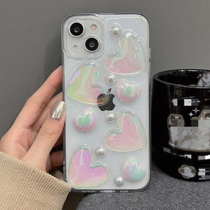 Lindo 3D Love Heart Clear Soft Silicona Compatible con iPhone Case