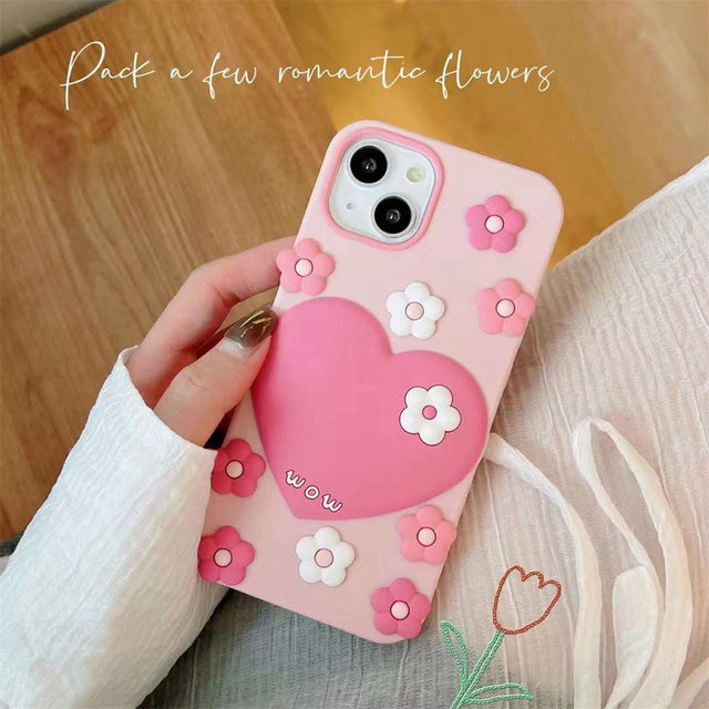 Vinilo o funda para iPhone 3D Cute Flower Love Heart compatible con iPhone