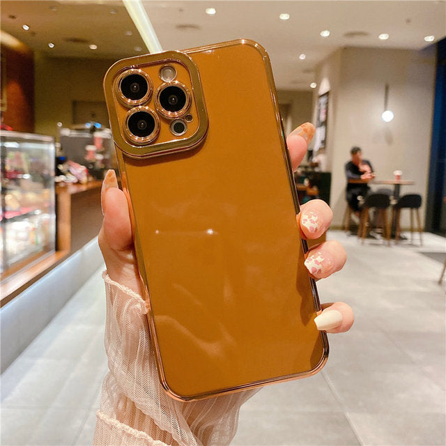 Plaqué or carré de luxe compatible avec la coque iPhone