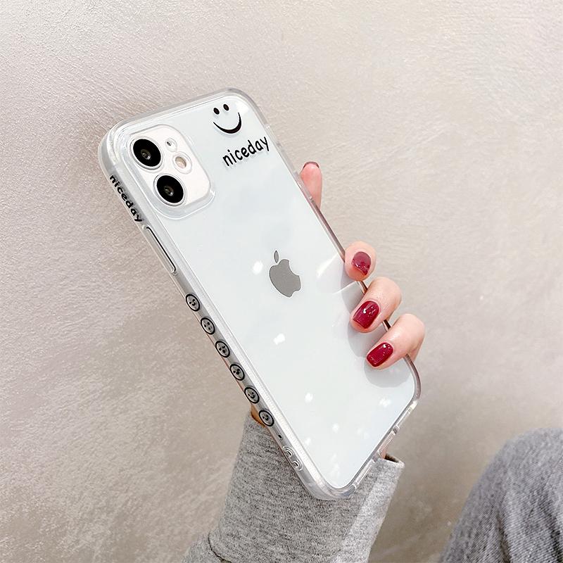 Cute Side Pattern Smile Couples Silicone Clear Soft iPhone Case