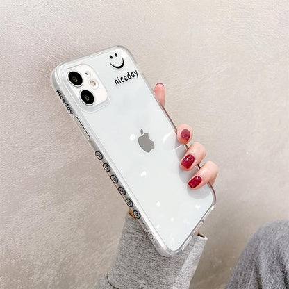 Cute Side Pattern Smile Couples Silicone Clear Soft iPhone Case
