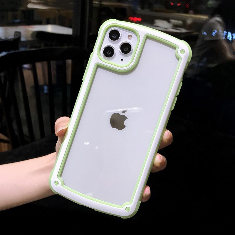 Shockproof Bumper Silicone Frame Transparent Candy Color iPhone Case
