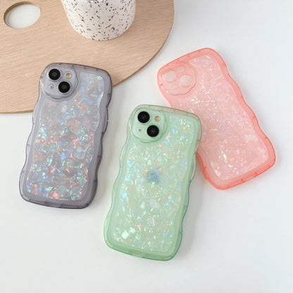 Glitter Shell Pattern Bling Sparkling Curly Wave Frame Compatible with iPhone Case