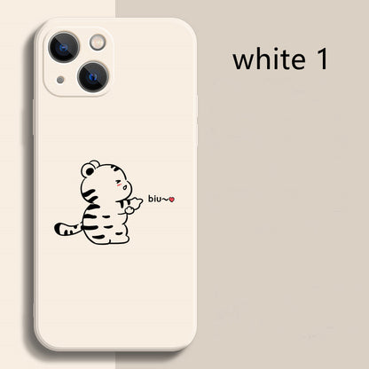 Lindo dibujo animado amor corazón tigre silicona iPhone Case