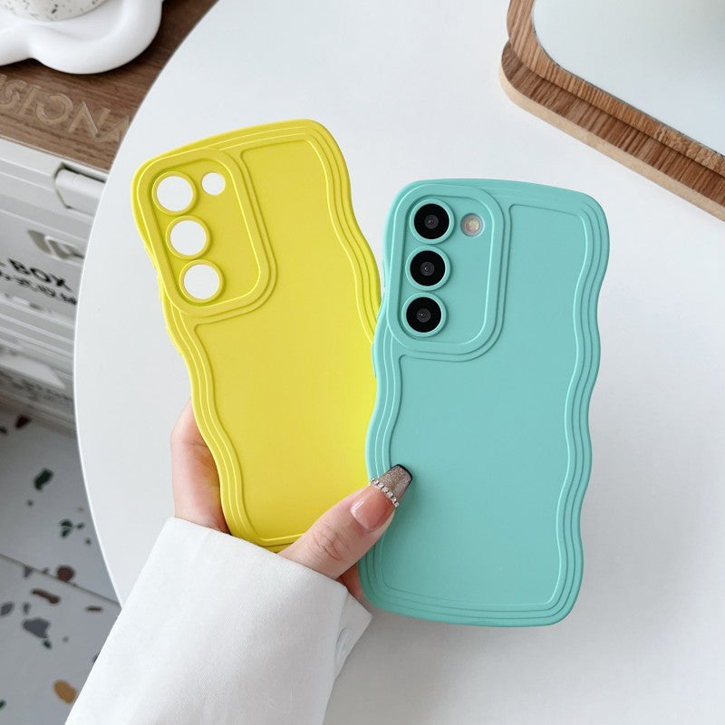 Solid Color Curly Wave Frame Soft Compatible with Samsung Case