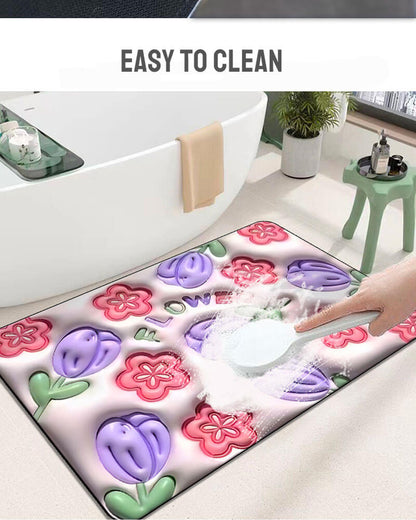 Floral doux diatomée boue absorbant tapis de bain tapis de sol salle de bain tapis antidérapant tapis de toilette