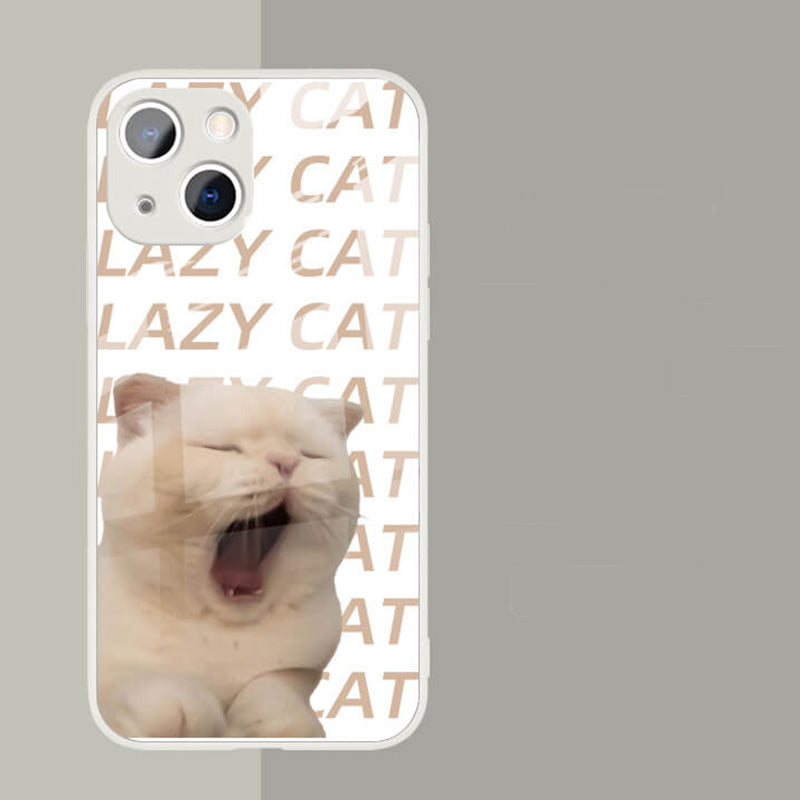 Cute Cat Cartoon Dog Mirror Glass Couple iPhone Case