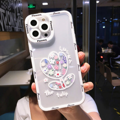 Cute Flowers Butterfly Clear Compatible with iPhone Case