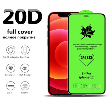 Verre trempé 20D à couverture complète compatible avec les protecteurs d'écran iPhone