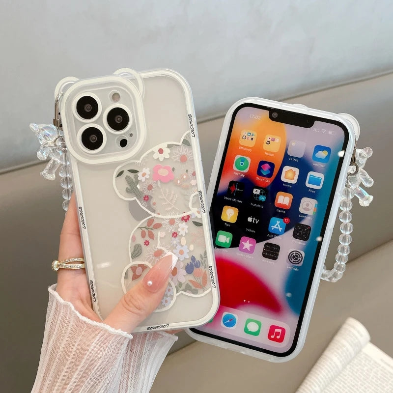 Cute Cartoon 3D Bear Bracelet Compatible with iPhone Case