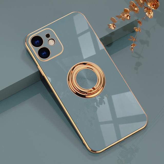 Luxury Plating Gold Ring Holder Soft Car Bracket iPhone Case