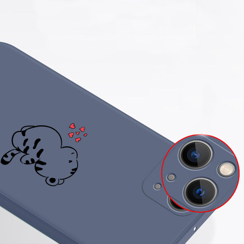 Coque d'iPhone en silicone de tigre de coeur d'amour de dessin animé mignon