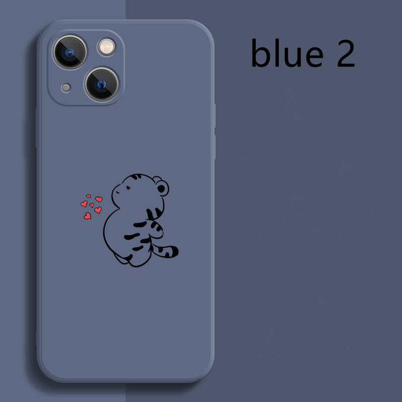 Cute Cartoon Love Heart Tiger Silicone iPhone Case