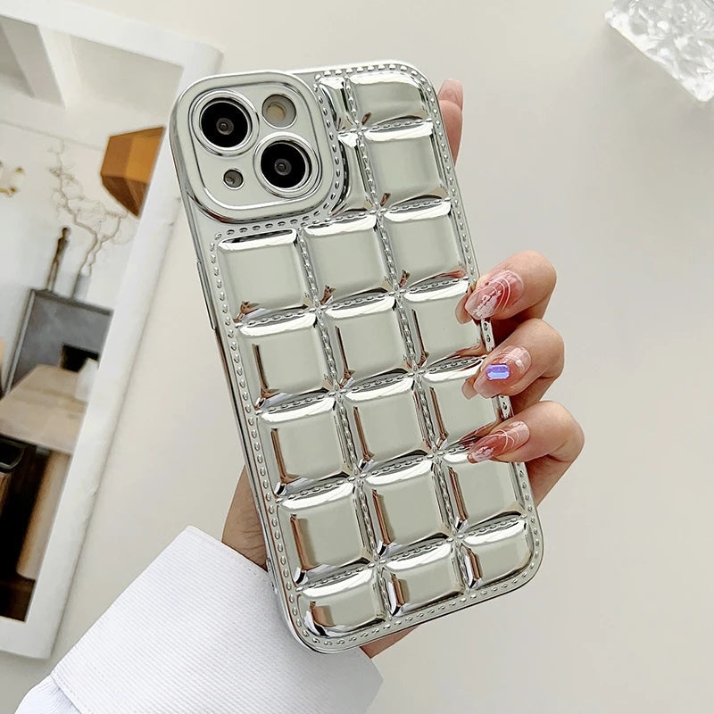 Luxury 3D Grid Plating Compatible with iPhone Case