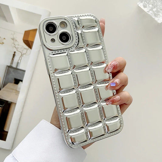 Placage de grille 3D de luxe compatible avec la coque iPhone